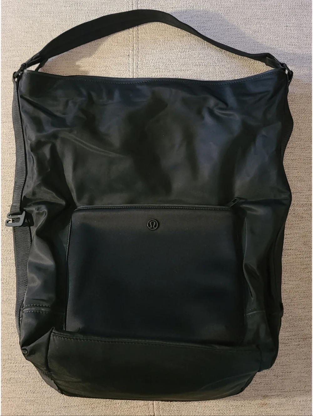Lululemon Athletica All Set Hobo Bag Tote Black Travel Workout Minimalist Large